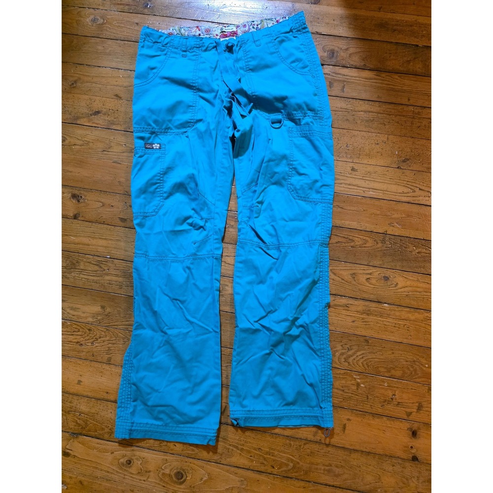 Unbranded Turquoise Blue Cargo Pants Utility Straight Leg Multi Pocket Womens